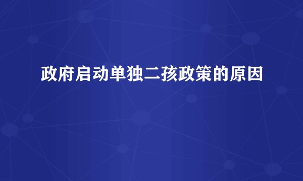 政府启动单独二孩政策的原因