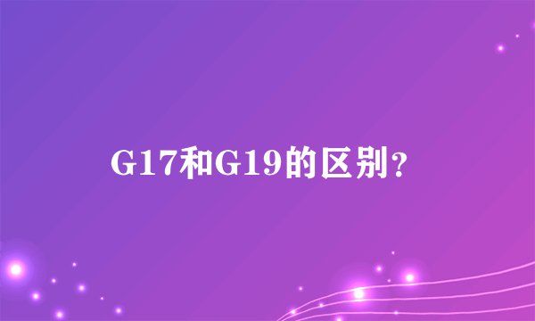 G17和G19的区别?