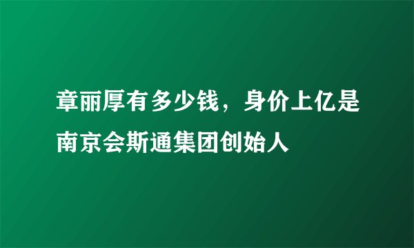 章丽厚有多少钱，身价上亿是南京会斯通集团创始人