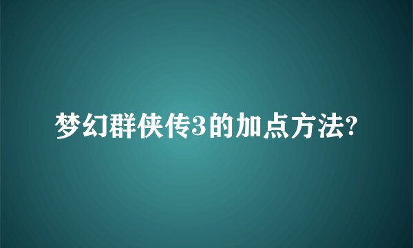 梦幻群侠传3的加点方法?