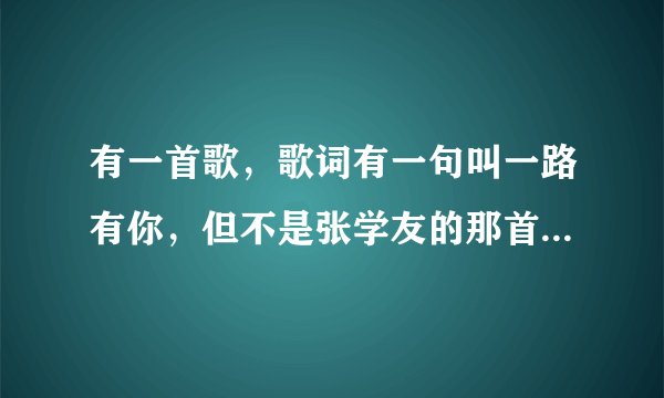 有一首歌,歌词有一句叫一路有你,但不是张学友的那首一路有你