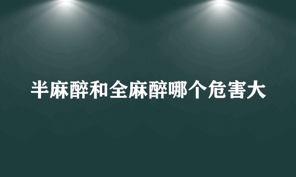 半麻醉和全麻醉哪个危害大