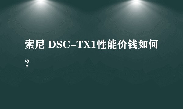 索尼 DSC-TX1性能价钱如何？