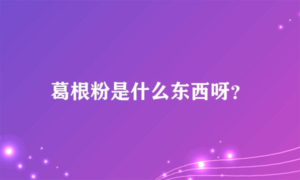 葛根粉是什么东西呀？