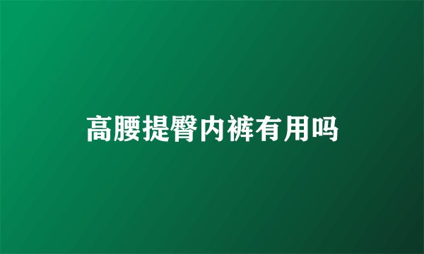 高腰提臀内裤有用吗