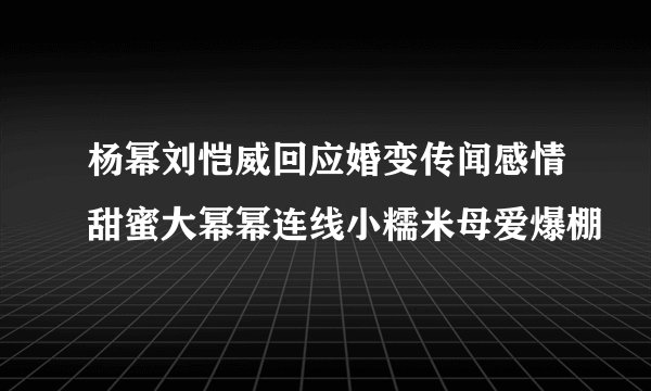杨幂刘恺威回应婚变传闻感情甜蜜大幂幂连线小糯米母爱爆棚