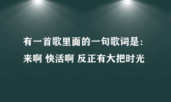 有一首歌里面的一句歌词是:来啊 快活啊 反正有大把时光