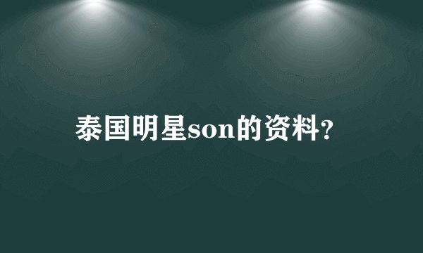 泰国明星son的资料？