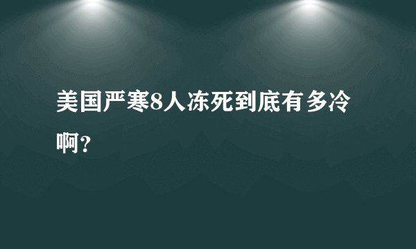 美国严寒8人冻死到底有多冷啊？