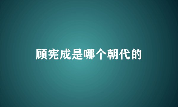 顾宪成是哪个朝代的