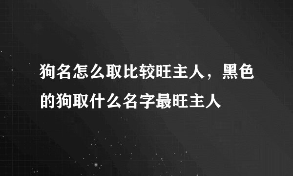 狗名怎么取比较旺主人,黑色的狗取什么名字最旺主人