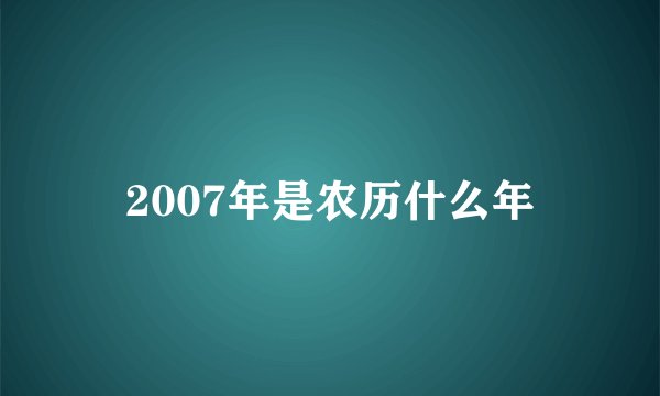2007年是农历什么年