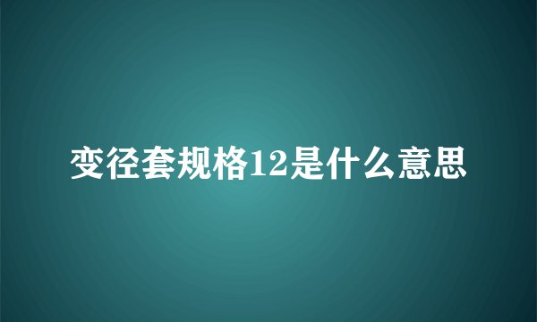 变径套规格12是什么意思