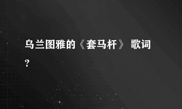 乌兰图雅的《套马杆》 歌词？
