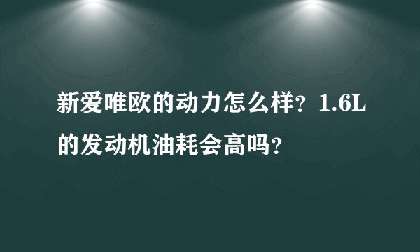 新爱唯欧的动力怎么样？1.6L的发动机油耗会高吗？