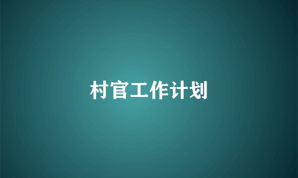 村官工作计划