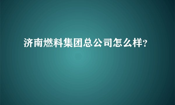 济南燃料集团总公司怎么样?