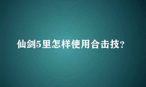 仙剑5里怎样使用合击技？