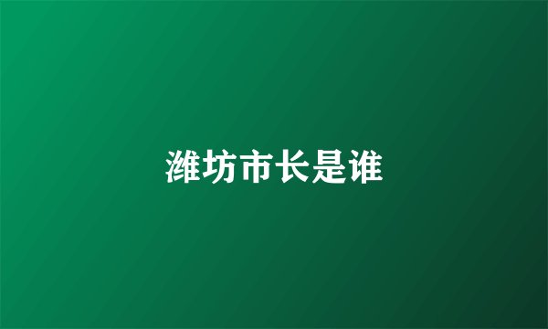 潍坊市长是谁