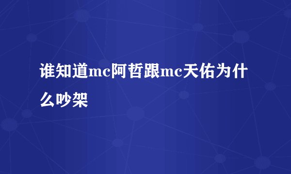 谁知道mc阿哲跟mc天佑为什么吵架