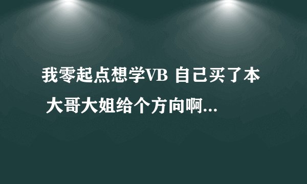 我零起点想学VB 自己买了本  大哥大姐给个方向啊 说什么都可以