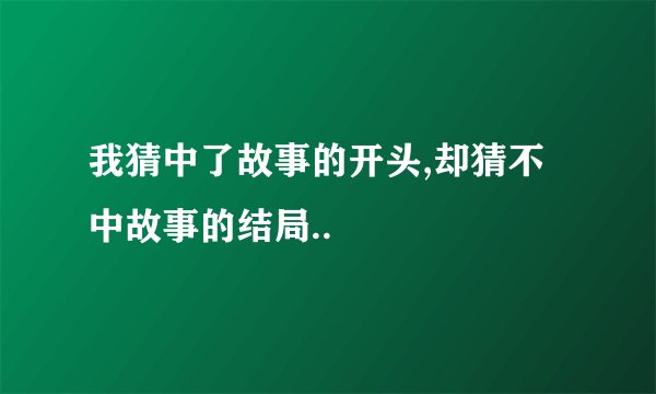 我猜中了故事的开头,却猜不中故事的结局..