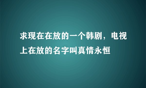 求现在在放的一个韩剧，电视上在放的名字叫真情永恒