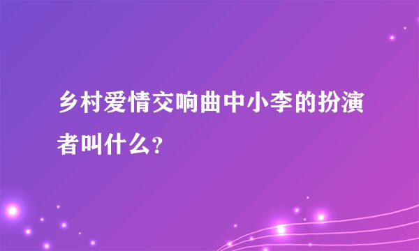 乡村爱情交响曲中小李的扮演者叫什么？