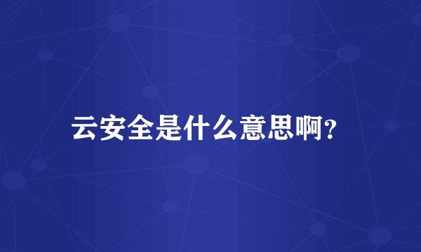 云安全是什么意思啊？