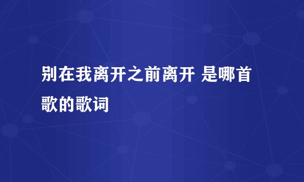 别在我离开之前离开 是哪首歌的歌词