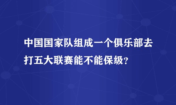 中国国家队组成一个俱乐部去打五大联赛能不能保级？