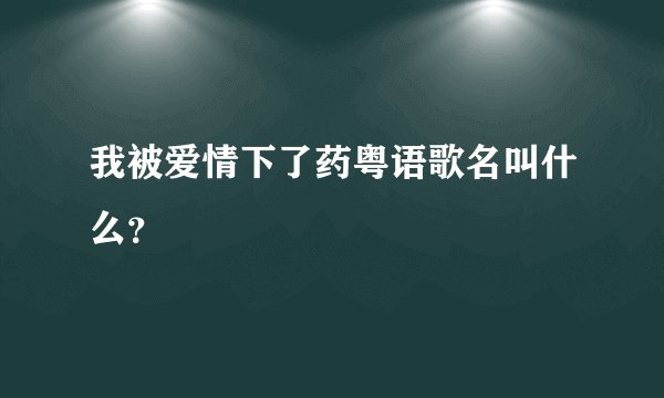 我被爱情下了药粤语歌名叫什么？
