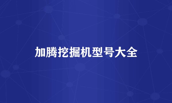 加腾挖掘机型号大全