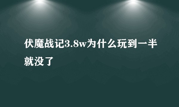 伏魔战记3.8w为什么玩到一半就没了