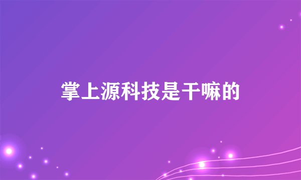 掌上源科技是干嘛的