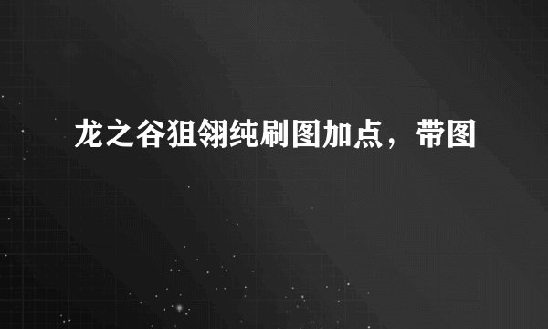 龙之谷狙翎纯刷图加点,带图