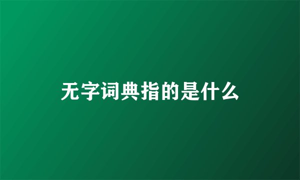 无字词典指的是什么