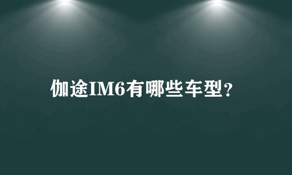 伽途IM6有哪些车型？