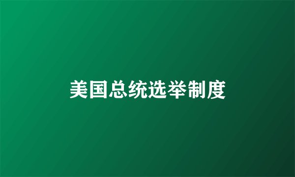美国总统选举制度