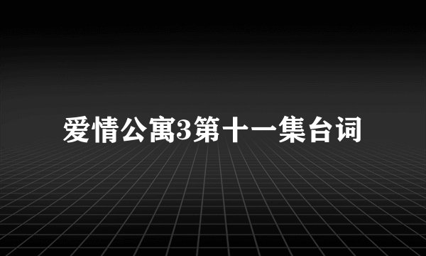 爱情公寓3第十一集台词