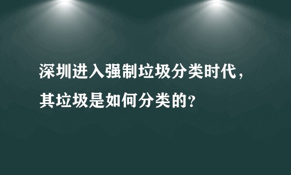 深圳进入强制垃圾分类时代,其垃圾是如何分类的?