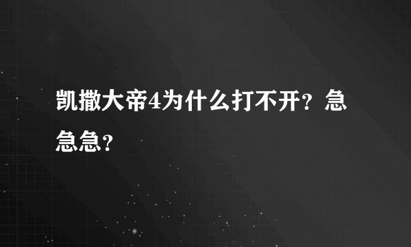 凯撒大帝4为什么打不开？急急急？