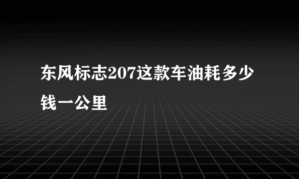 东风标志207这款车油耗多少钱一公里