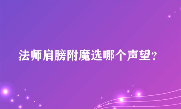 法师肩膀附魔选哪个声望？