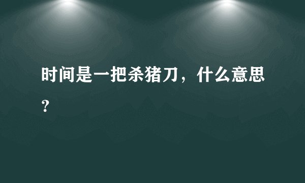 时间是一把杀猪刀,什么意思?