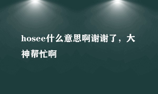 hosee什么意思啊谢谢了，大神帮忙啊