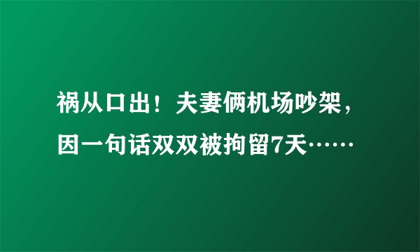 祸从口出！夫妻俩机场吵架，因一句话双双被拘留7天……