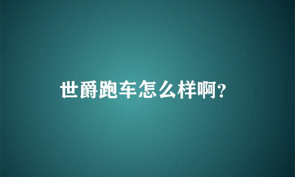 世爵跑车怎么样啊?