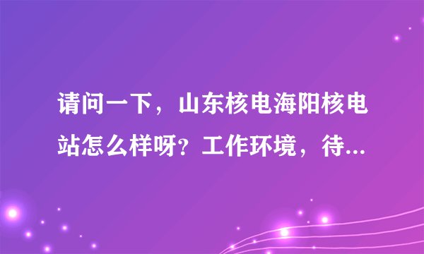 请问一下，山东核电海阳核电站怎么样呀？工作环境，待遇之类的。有知道的吗？