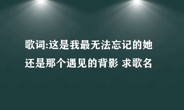 歌词:这是我最无法忘记的她 还是那个遇见的背影 求歌名
